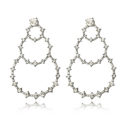 Punk Silver Crystal Large Circle Drop Earrings for Women Metal Gemetric Pendant Earring Statement Jewelry 2009