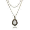 Retro Water Drop Stone Pendant Necklaces for Women Silver Bohemia Beach Chain Charms Necklaces Collar 4835