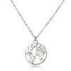 World Map Pendant Necklace for Women Silver Gold Metal Dainty Globe Earth Layered Necklace Globetrotter Collares 6179