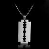 dongsheng  Silver Color Stainless Steel Razor Blades Pendant Necklaces Men Jewelry Steel Male Shaver Shape Necklace -30