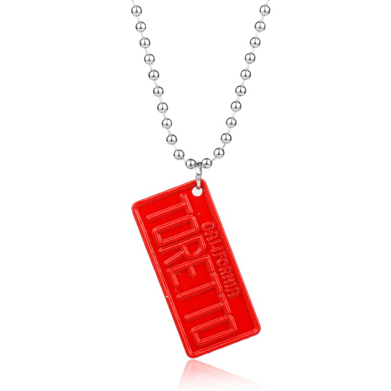 dongsheng The Fast and the Furious Necklace for Men's Jewelry Metal Red licence plate desgin Pendant