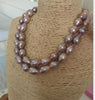 double strands 11-12mm south sea baroque lavender pearl necklace 18"