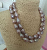 double strands 11-12mm south sea baroque lavender pearl necklace 18"