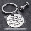 dumbbell charm keychain sport keychains a great coach engraved words birthday gift