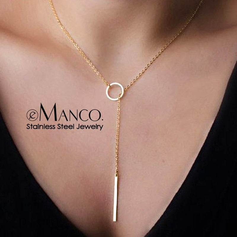 eManco Aesthetic Stainless Steel Necklaces for women Korean Pendant Gold Choker Necklace for Woman  Jewelry