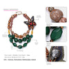 eManco Ethnic Retro Style Trending Multi Layers Necklace for Women Green Resin Butterfly Fashion Jewelry Detachable Accessories