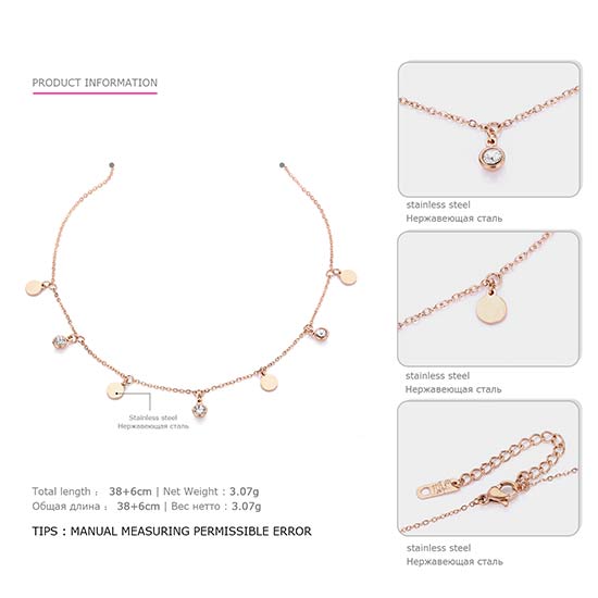 eManco Stainless Steel Jewelry Femme Rose Gold Color Link Chain Necklace With Cute Pendants Simple Brand Design Fashion Jewelry