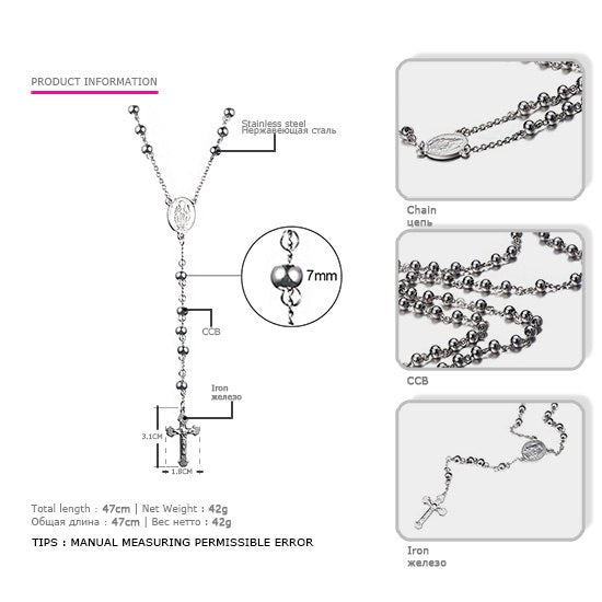 eManco Stainless Steel Pendant Necklace Handmade Bohemian Tribal Jewelry Long Silver Beads Necklace For Women