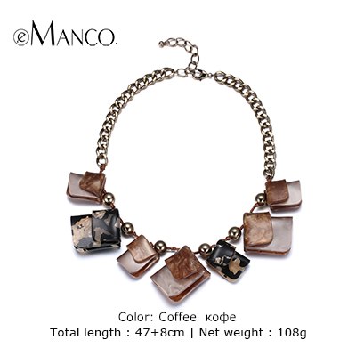 eManco coffee acrylic geometric choker necklace link chain zi alloy statement bib necklaces for women personalized jewelry