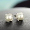 earrings, flowers, pearl beads studs, micro zircons, Japan and South Korea fashion girls   fashion earrings.