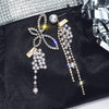 exaggeration set dangle butterfly earrings female Korean temperament asymmetrical pearl set long tassel earrings for women