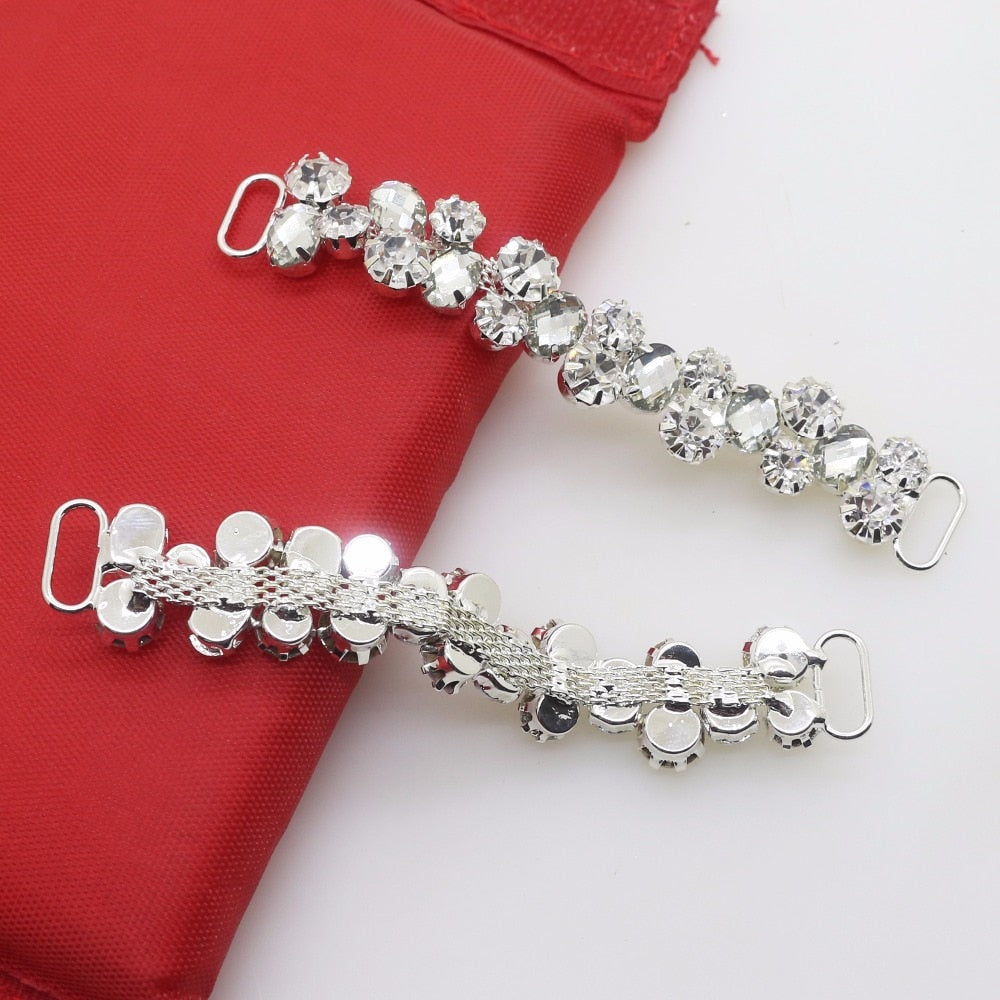 factory Outlet 2pcs 90mm* 20mm Clear Crystal Rhinestone Bikini connector buckle reinforcement flat chain Metal chain Decorative