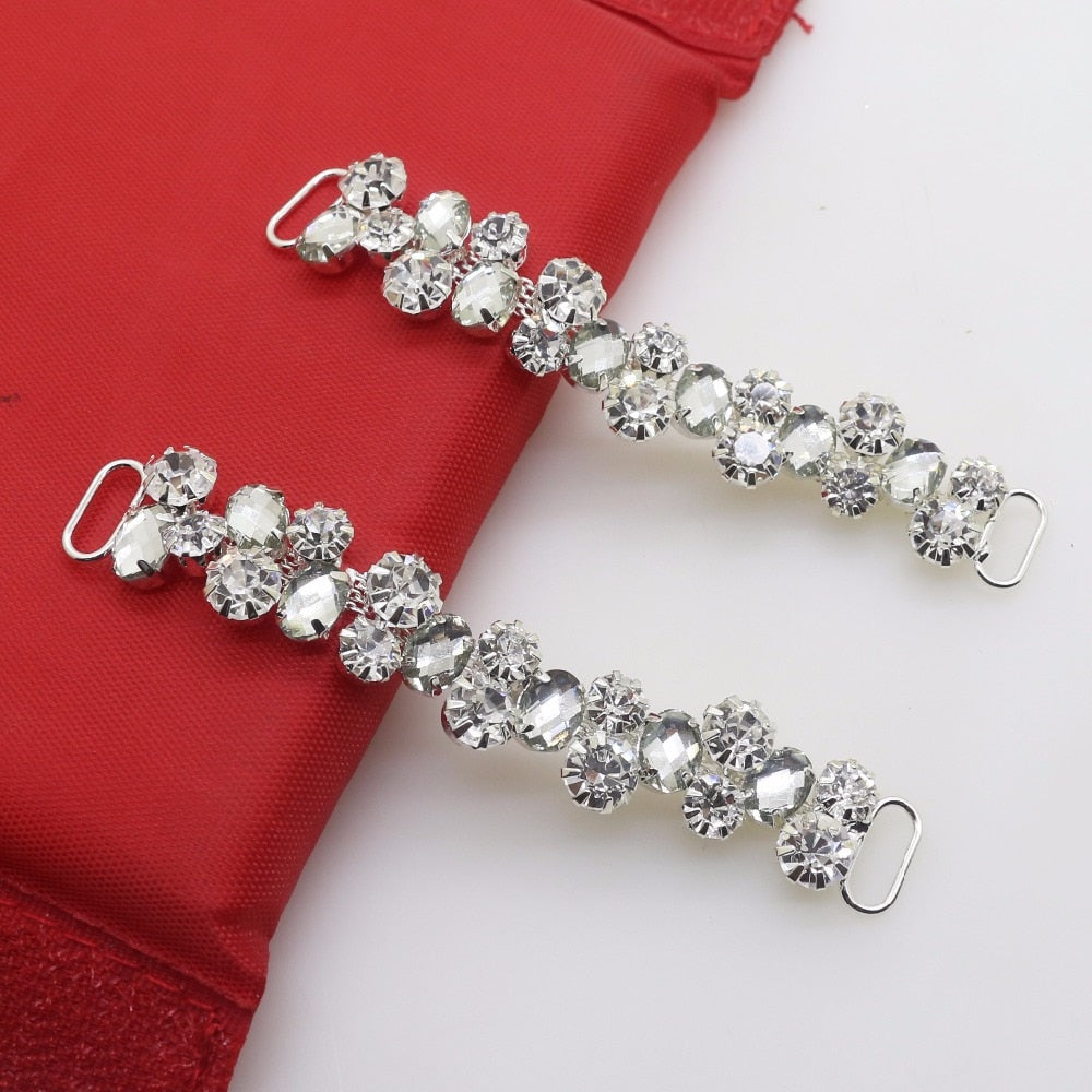 factory Outlet 2pcs 90mm* 20mm Clear Crystal Rhinestone Bikini connector buckle reinforcement flat chain Metal chain Decorative