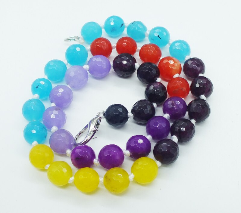 factory ! 10MM 1PCS  Brazilian mixed color semi-precious stones necklace 19 inches (note HAVE flaws)