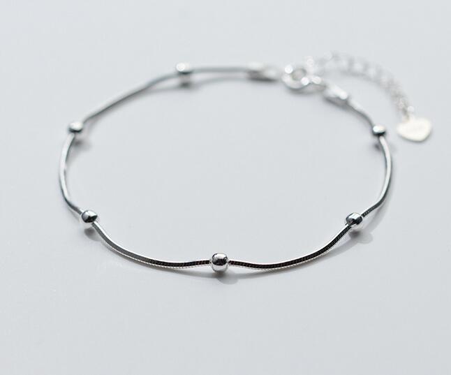 fashion 100% Real. 925 Sterling Silver Fine Jewelry 3mm Round Beads Charms Snake bone Anklet Bracelet GTLS481