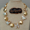 18" Freshwater Keshi Pearl Gold color Plated coin beads chokers Necklace