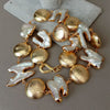 18" Freshwater Keshi Pearl Gold color Plated coin beads chokers Necklace