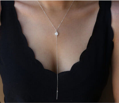 fashion 2020 factory fine silver jewelry,high polish long bar Y shape C Choker women necklace 925 silver