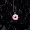 candy color stainless steel beads chain Donut pendant necklaces for women cute trendy sweet foods bijoux femme gifts