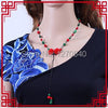 ethnic necklace vintgae jewelry rose necklace red,thailand version handmade jewelry carved lacquer necklace