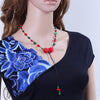 ethnic necklace vintgae jewelry rose necklace red,thailand version handmade jewelry carved lacquer necklace