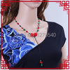 ethnic necklace vintgae jewelry rose necklace red,thailand version handmade jewelry carved lacquer necklace