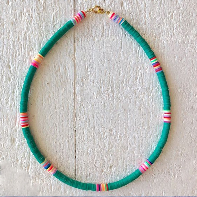 handmade soft ceramic necklace 2022 color matching boho clothes accessories for women rainbow hoop jewelry gifts