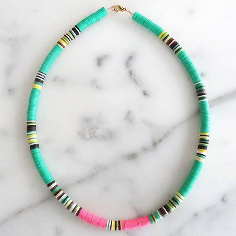 handmade soft ceramic necklace 2022 color matching boho clothes accessories for women rainbow hoop jewelry gifts