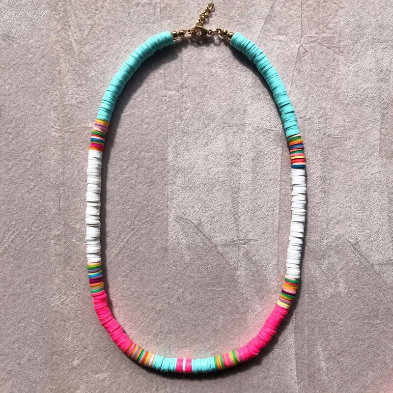 handmade soft ceramic necklace 2022 color matching boho clothes accessories for women rainbow hoop jewelry gifts