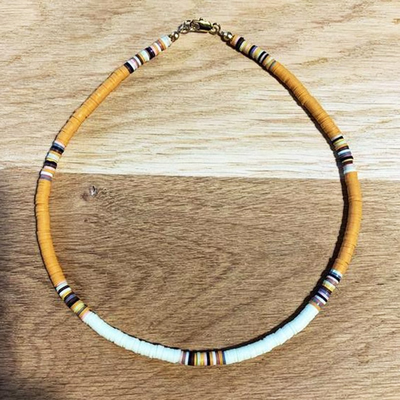 handmade soft ceramic necklace 2022 color matching boho clothes accessories for women rainbow hoop jewelry gifts