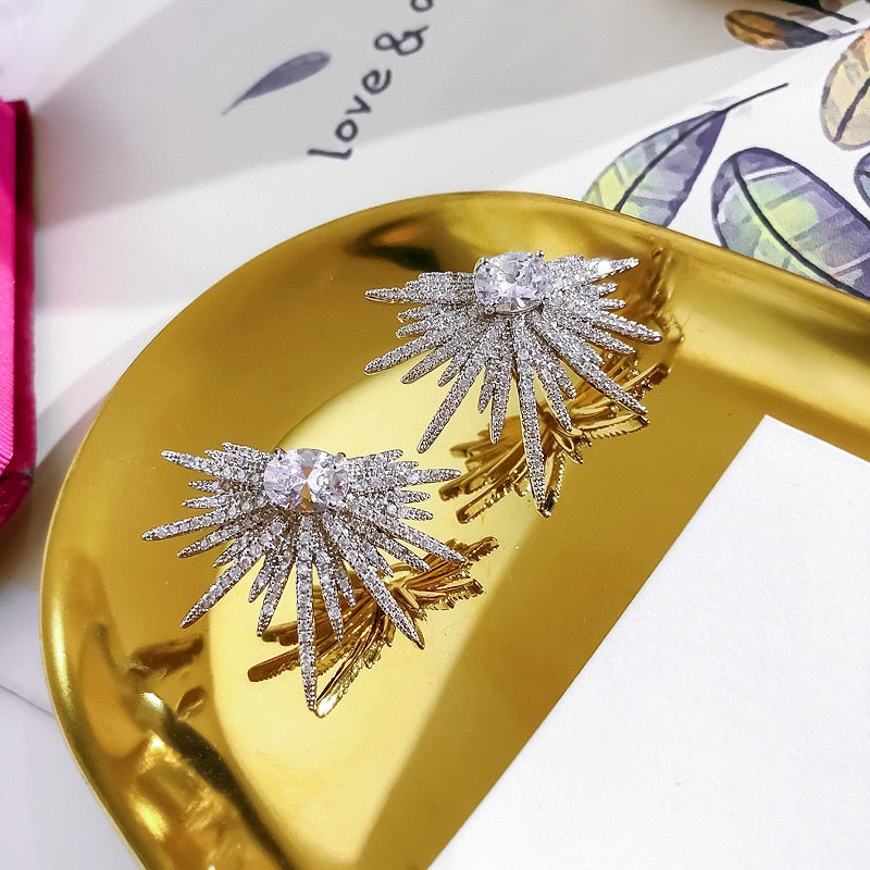 jewelry  full zircon shiny exaggerated star earrings personality irregular star star women nightclub party earring