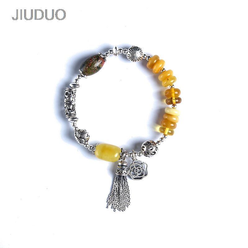 fashion natural amber bracelet full of honey chicken yellow old wax bead beads multi-turn DIY hand string female models