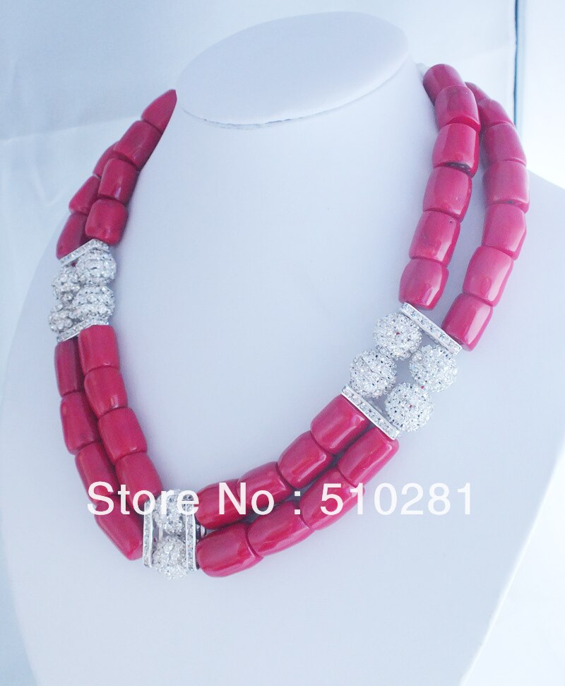 red coral double strands jewelry necklace 21