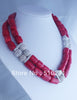 red coral double strands jewelry necklace 21"