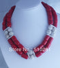 red coral double strands jewelry necklace 21"