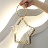 star shape transparent women shoulder bags designer metal handbags  chains crossbody bag clear pvc small purses