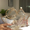 star shape transparent women shoulder bags designer metal handbags  chains crossbody bag clear pvc small purses