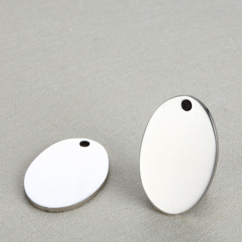 free engraving 30pcs diy oval tag  stainless steel 22*33M bracelet charm customized logo tags jewelry  accessories pendant