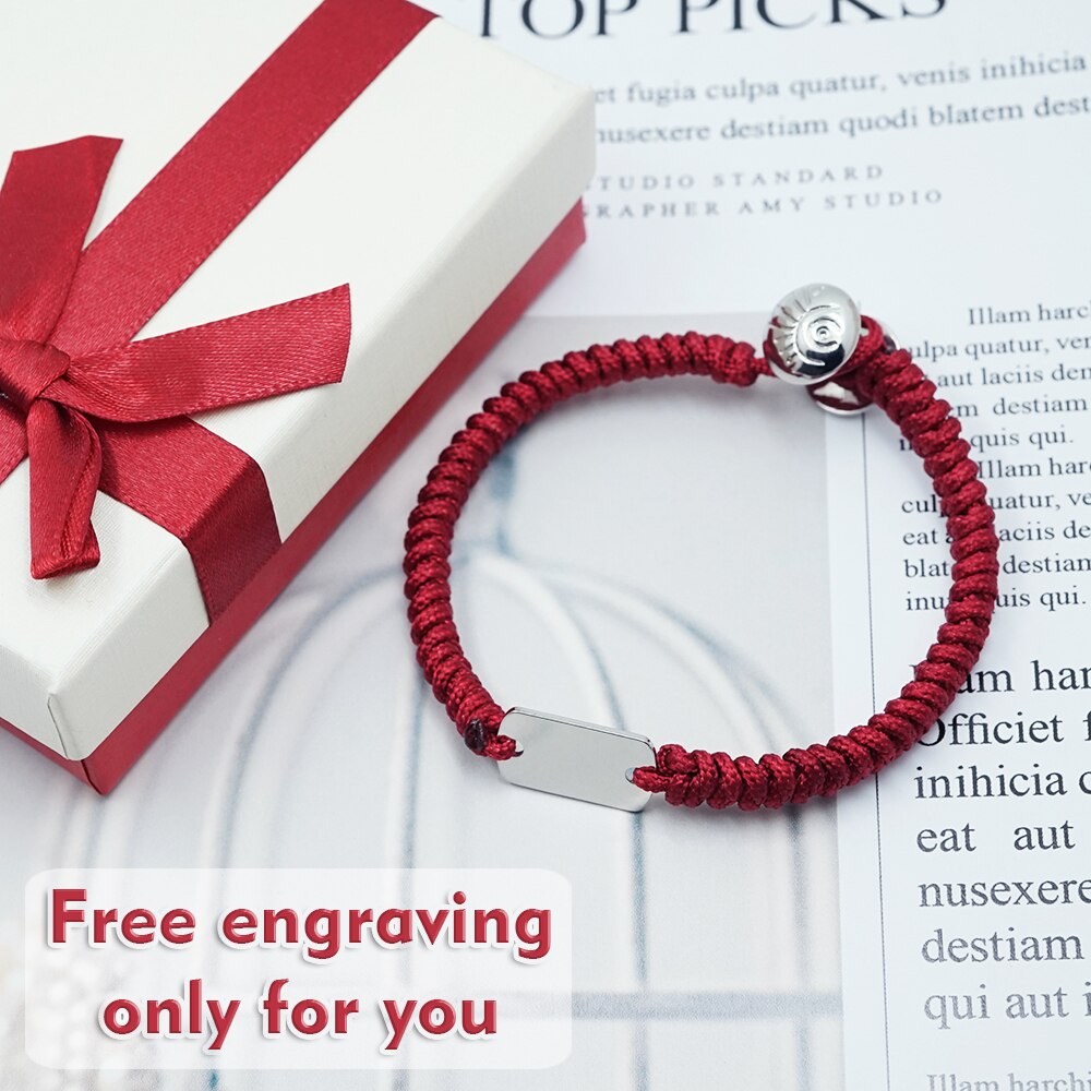 free engraving Diy Braided Rope bracelet Handmade Jewelry Bangle Red Pink Black colour