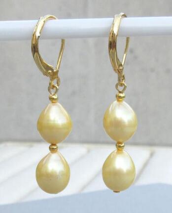 free shipiing 9x12mm white pink south sea natural drop pearl earring 14K/20