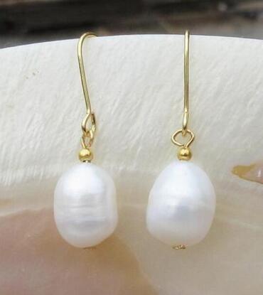 free shipiing huge real photos AAA++ white Pearl Earring 14K/20 hook