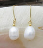 free shipiing huge real photos AAA++ white Pearl Earring 14K/20 hook