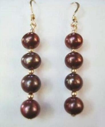 free shipiing surprising natural round 8-9mm pearl earring 925 silver