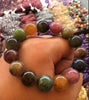 Natural 14mm Natural multicoloured Tourmailne Crystal Beads Bracelet 62.5g
