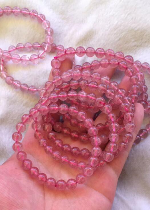 Wholesale prices 100% Natural Strawberry Quartz Crystal Beads Bracelet 6-12mm