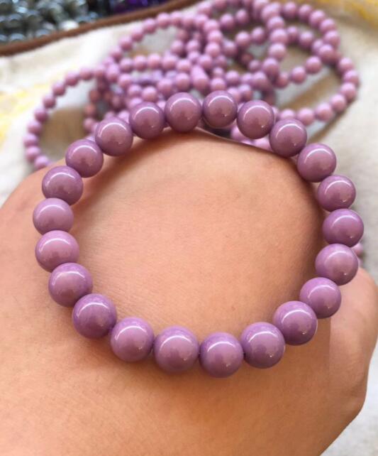 Wholesale prices 100% Natural purple mica Crystal Beads Bracelet 8-8.5mm