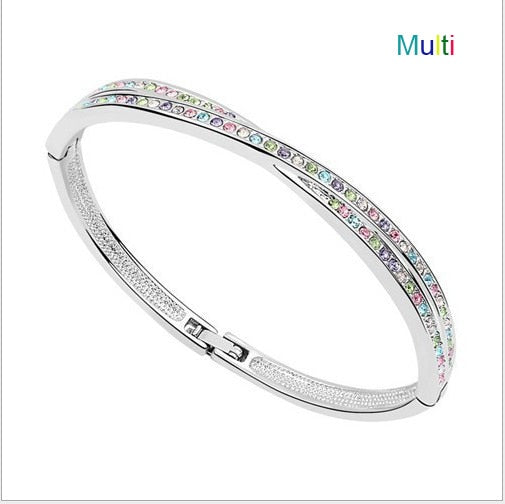 charm women white hot popular quality Czech AAAA+ Rhinestones Crystal Circle Cuff Bracelet Bangle Fashion jewelry