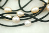 pearl gr pink purple egg 9-13mm +leather black line necklace 55inch   beads nature