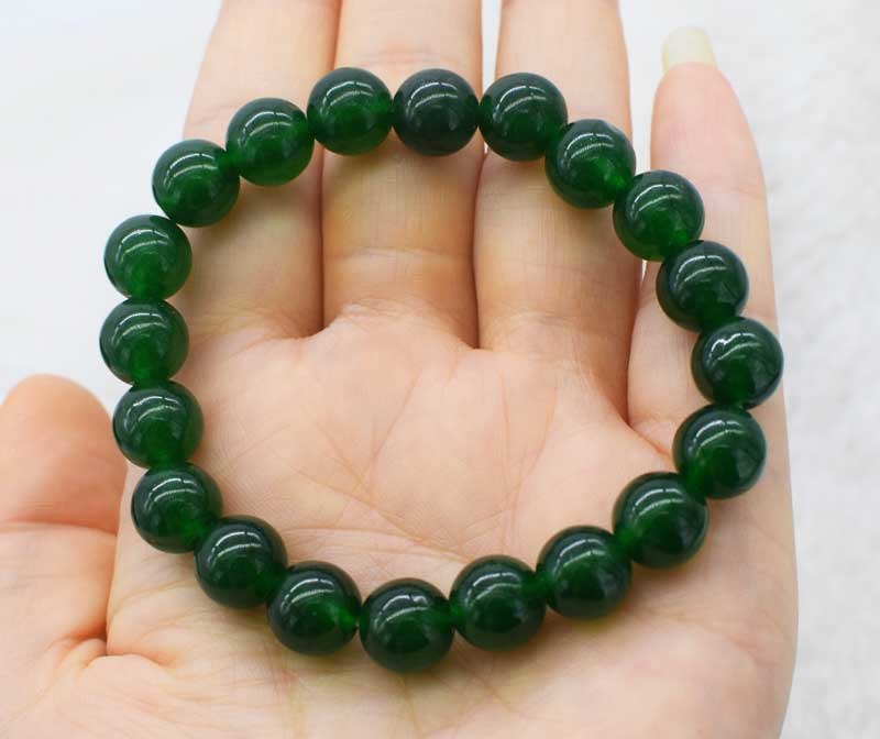 pearl /green jade near round 10mm bracelet 7.5inch   beads nature