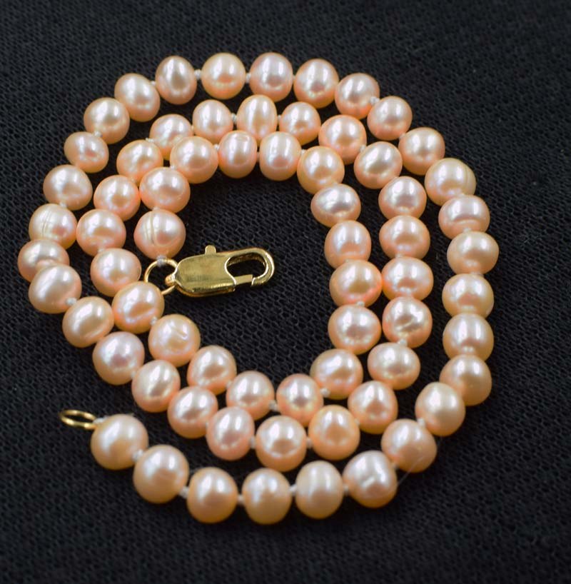 pearl necklace pink 8-9mm near round 17 24inch   beads nature
